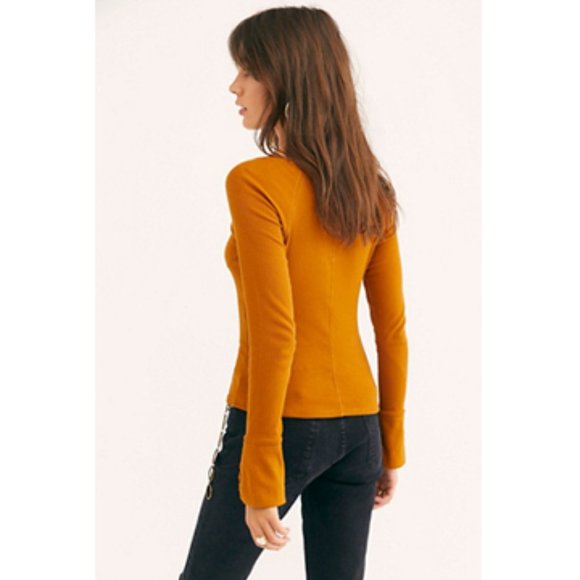 Free People Lace Cuff Long Sleeve Boho Top - Picture 5 of 9